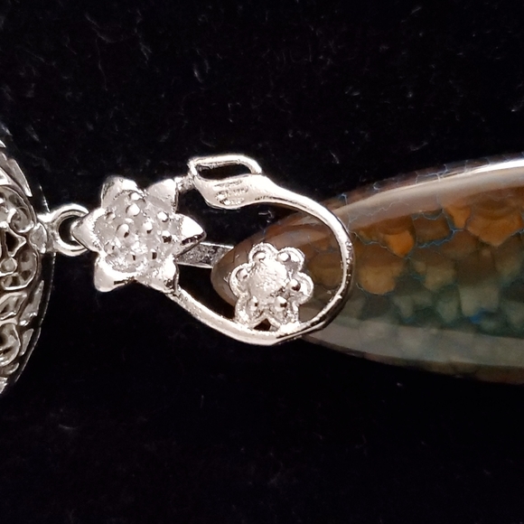 New Amazing Dragon Veins Agate Silver Pendant. - Picture 5 of 10